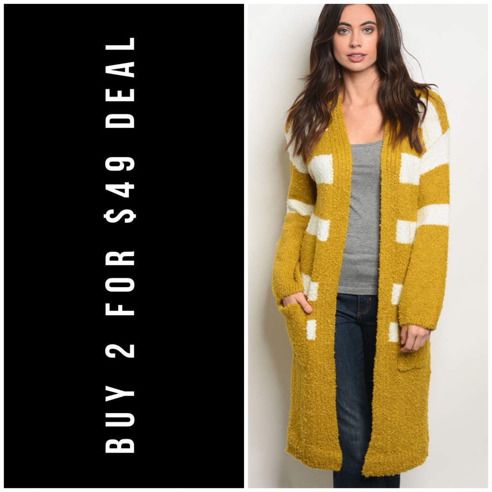 ❄️WOOL BLEND MUSTARD STRIPED CARDIGAN